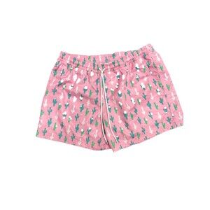 Jeane Men’s Pink Swim Trunks Board Shorts Size XL Figure Print Elastic BIN2